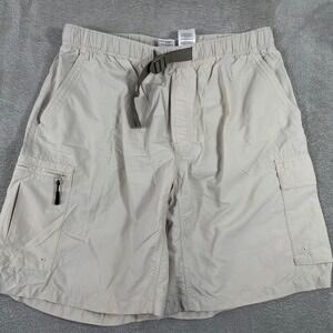 Columbia Cargo Shorts Mens Large Khaki Elastic Waist Nylon Outdoor Hiking